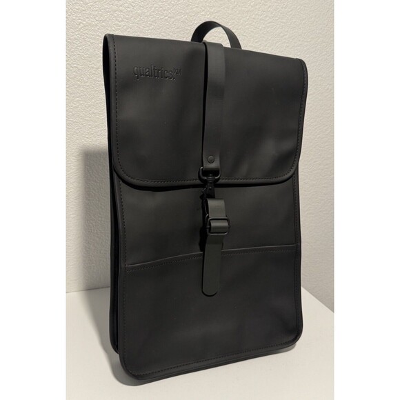 RAINS Slim Laptop Backpack Black Qualtrics Waterproof Rubber Work Commuter - Picture 2 of 10